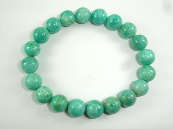 African Amazonite Beads, African Amazonite Bracelet, 9-10mm, Approx 7.5 Inch