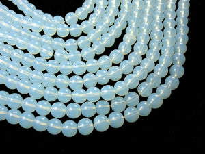 White Opalite Beads, 8mm, Round Beads-BeadBeyond