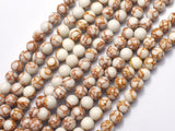 White Howlite - White with Gold Line, 6mm (6.4mm)-BeadBeyond