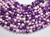 Rain Flower Stone, Purple, White, 8mm Round Beads-BeadBeyond