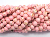 Shell Howlite-Pink, with Trochus Shell, 6mm (6.5mm)-BeadBeyond