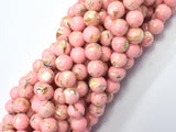 Shell Howlite-Pink, with Trochus Shell, 8mm (8.5mm) Round-BeadBeyond