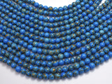 Howlite Turquoise - Blue with Gold Line, 6mm (6.4mm)-BeadBeyond