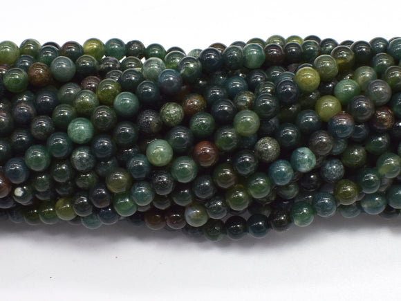 Moss Agate Beads, 4mm (4.5mm) Round Beads