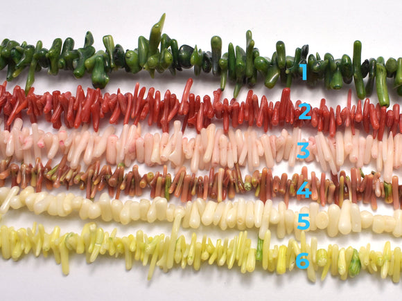 Coral, 7mm - 12mm Stick Beads, 15-16 Inch-BeadBeyond