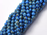 Howlite Turquoise - Blue with Gold Line, 6mm (6.4mm)-BeadBeyond