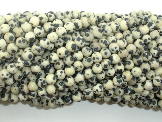 Matte Dalmation Jasper Beads, 4mm Round Beads-BeadBeyond
