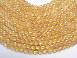 Mystic Coated Citrine, 8mm Faceted Round, AB Coated-BeadBeyond