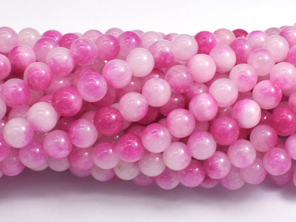 Jade - Pink & White, 6mm Round-BeadBeyond