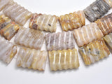 Bamboo Leaf Agate, 25x35mm Carved Rectangle-BeadBeyond