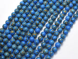 Howlite Turquoise - Blue with Gold Line, 6mm (6.4mm)-BeadBeyond