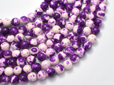 Rain Flower Stone, Purple, White, 8mm Round Beads-BeadBeyond