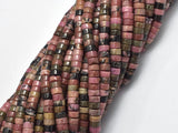 Rhodonite, Approx. 2x4mm, Heishi Disc-BeadBeyond