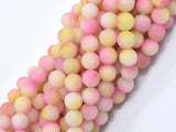 Matte Jade - Pink & Yellow, 8mm Round-BeadBeyond