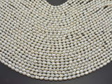 Fresh Water Pearl Beads-White, Approx. 4x5mm Rice Beads, 15 Inch-Pearls & Glass-BeadBeyond