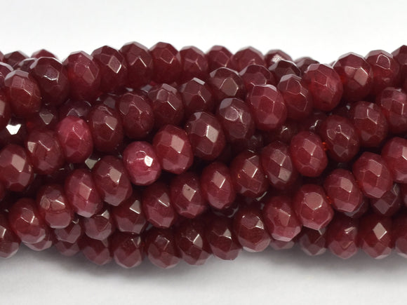 Jade -Ruby 3x4mm Faceted Rondelle, 14 Inch-BeadBeyond