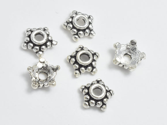 10pcs 925 Sterling Silver Bead Caps - Antique Silver, 6x2.6mm Flower Bead Caps-BeadBeyond