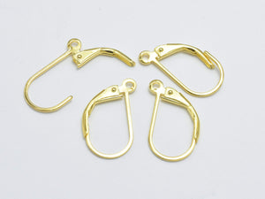 4pcs 24K Gold Vermeil Leverback Earwires, 925 Sterling Silver Leverback Earwires, Earing Hooks, 10x16mm-Metal Findings & Charms-BeadBeyond