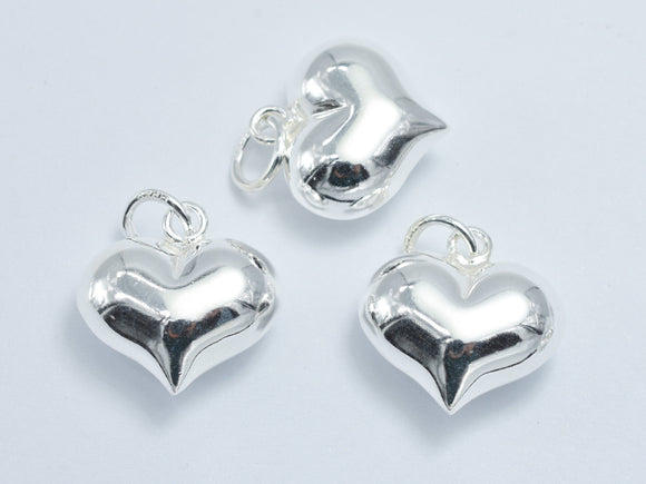 1pc 925 Sterling Silver Charm, Heart Charm, 15x15mm-BeadBeyond