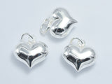 1pc 925 Sterling Silver Charm, Heart Charm, 15x15mm-BeadBeyond