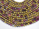 Mystic Coated Banded Agate - Fuchsia & Gold, 8mm, Faceted-BeadBeyond
