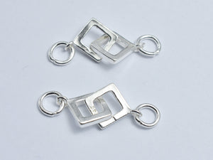 1pc 925 Sterling Silver Connector, 26x9.5mm, 8x8mm Square Ring-BeadBeyond