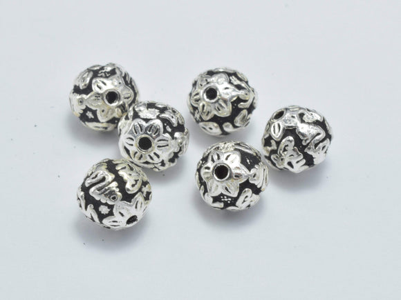 4pcs 925 Sterling Silver Beads-Antique Silver, 6mm Beads-Metal Findings & Charms-BeadBeyond
