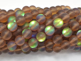 Matte Mystic Aura Quartz-Smoky Brown, 8mm (8.5mm) Round-Gems: Round & Faceted-BeadBeyond