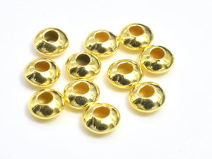 30pcs 24K Gold Vermeil Spacers, 925 Sterling Silver Beads, 3.5x1.6mm Saucer Beads-Metal Findings & Charms-BeadBeyond