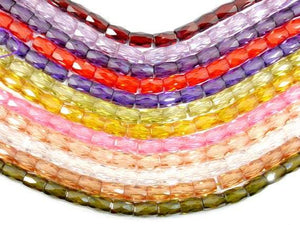 CZ, 6 x 9 mm Faceted Tube Beads-Cubic Zirconia-BeadBeyond