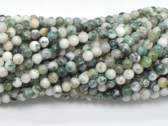 Tree Agate Beads, 4mm Round Beads-BeadBeyond