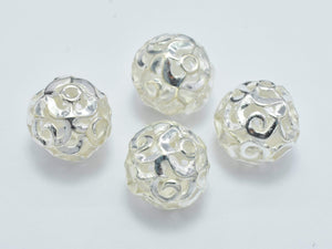 2pcs 9mm 925 Sterling Silver Beads, 9mm Filigree Round Beads-Metal Findings & Charms-BeadBeyond