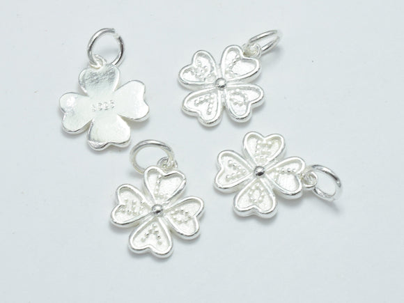 2pcs 925 Sterling Silver Charms, Four Leaf Clover Charms, 10mm-BeadBeyond