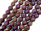 Druzy Agate Beads, Geode Beads, Matte Purple, Approx 10 mm-Agate: Round & Faceted-BeadBeyond
