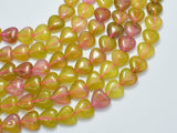 Jade - Yellow Pink 12mm Heart Beads-BeadBeyond