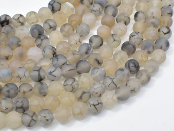 Matte Dragon Vein Agate Beads, Black & White, 8mm Round Beads-Agate: Round & Faceted-BeadBeyond