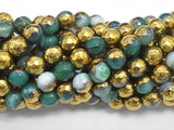 Mystic Coated Banded Agate-Green & Gold, 8mm, Faceted-BeadBeyond