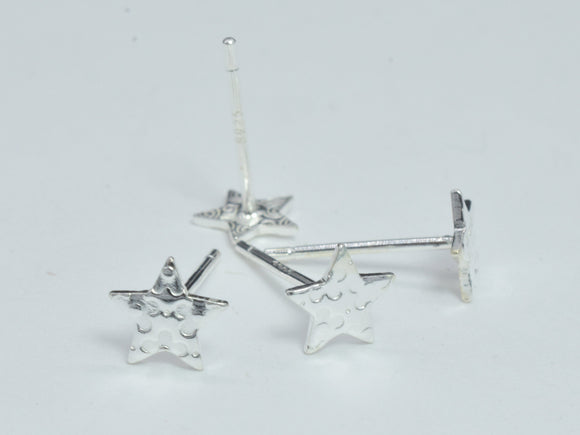 10pcs (5pairs) 925 Sterling Silver Star Pad Earring Stud Post, 6mm Star Pad, 11mm Long-BeadBeyond