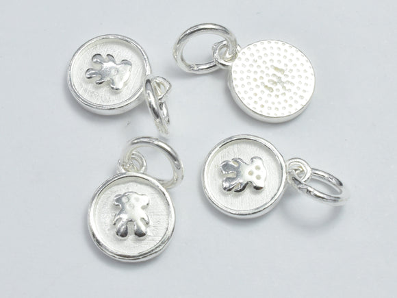 4pcs 925 Sterling Silver Charms, Bear Charms, 7.8mm Coin-BeadBeyond