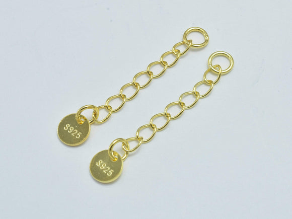 4pcs 24K Gold Vermeil Extension Chain, 925 Sterling Silver Chain, 30mm Long-Metal Findings & Charms-BeadBeyond