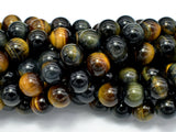 Blue / Yellow Tiger Eye, 10mm (10.3mm) Round-Gems: Round & Faceted-BeadBeyond