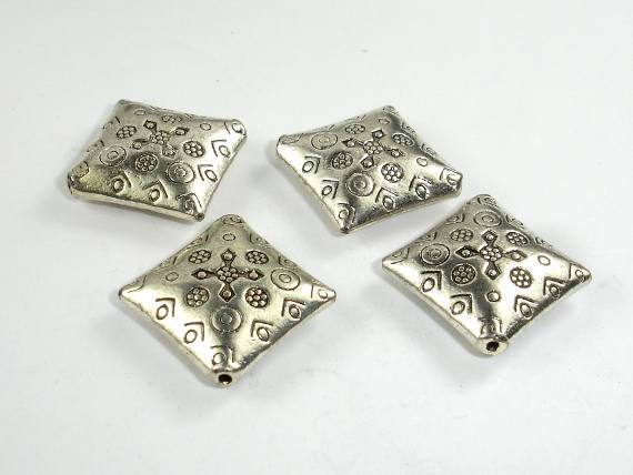 Metal Spacer, Square Spacer, Zinc Antique Silver Tone, 22x22x6mm, 5 pcs-Metal Findings & Charms-BeadBeyond