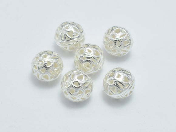 4pcs 6mm 925 Sterling Silver Beads, 6mm Filigree Round Beads-Metal Findings & Charms-BeadBeyond