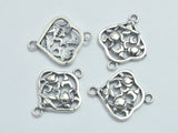 2pcs 925 Sterling Silver Bead Connector, Flower Connector, Rose Connector, 15x12mm-BeadBeyond
