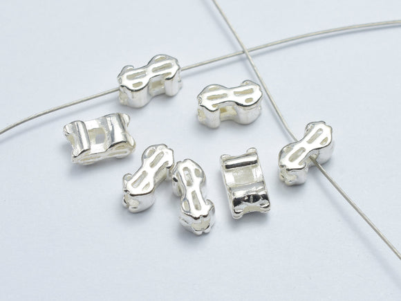 4pcs 925 Sterling Silver Dollar Sign Beads, 7x3.8mm-BeadBeyond