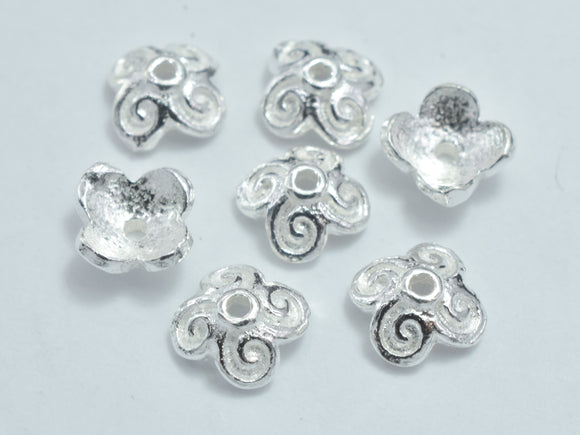 20pcs 925 Sterling Silver Bead Caps, 5x2mm Flower Bead Caps-Metal Findings & Charms-BeadBeyond