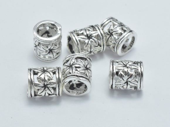4pcs 925 Sterling Silver Beads-Antique Silver, 5.6x6.4mm Tube Beads-Metal Findings & Charms-BeadBeyond