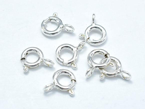 10pcs 925 Sterling Silver Spring Ring, 6mm Round Clasp, with 3mm Ring-Metal Findings & Charms-BeadBeyond