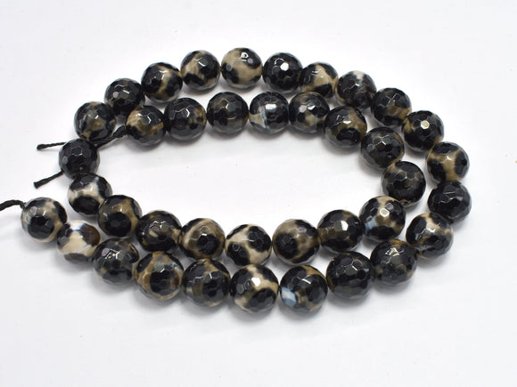 Tibetan Agate, 10mm Faceted Round Beads-BeadBeyond
