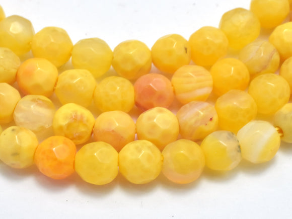 Agate Beads-Yellow, 4mm Faceted Round, 15 Inch-Gems: Round & Faceted-BeadBeyond